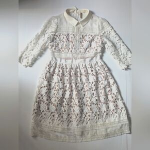 Collared Lace Dress 3/4 Sleeve Kan Fei